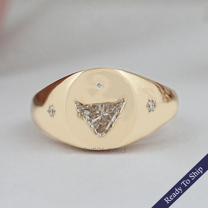 Antique Bull Cut Lab Diamond Wedding Ring Rings