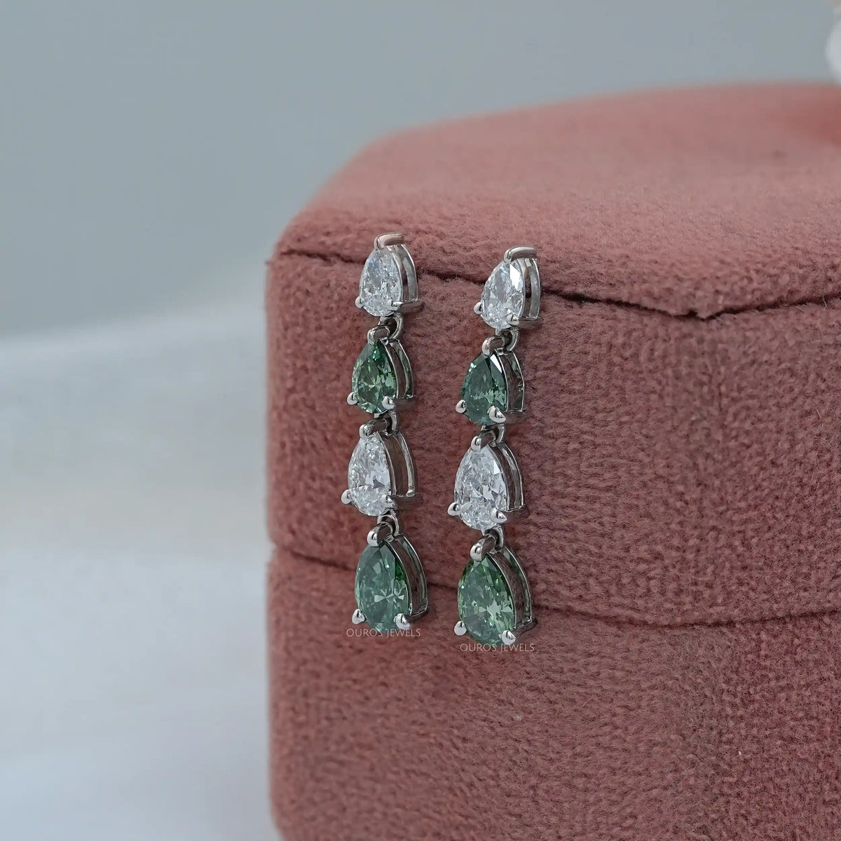 Green Pear Lab Diamond Dangle Earrings Earrings