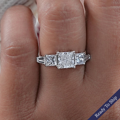 Princess Lab Diamond Five Stone Engagement Ring