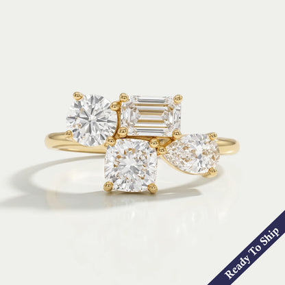 Multi Shape Lab Diamond Cluster Engagement Ring