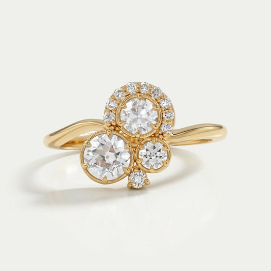 OEC Round Lab Diamond Cluster Engagement Ring Ring