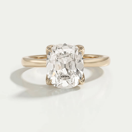Old Mine Cushion Petal Solitaire Engagement Ring