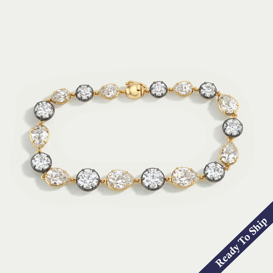 Multi Shape Diamond Button Back Tennis Bracelet Bracelet