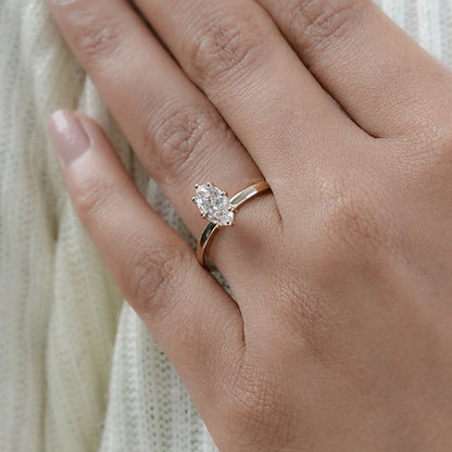 Old Mine Moval Cut Solitaire Engagement Ring Rings
