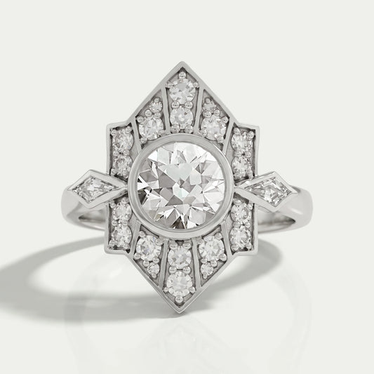 Old European Round Cut Bezel Set Vintage Engagement Ring