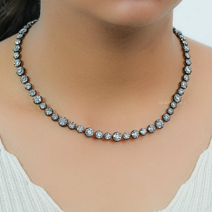 OEC Round Lab Diamond Tennis Necklace
