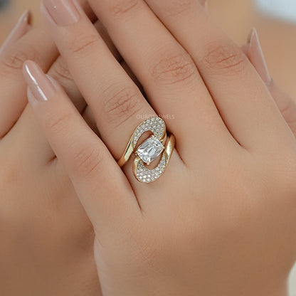 Old Mine Cushion Cut Diamond Accent Bypass Ring