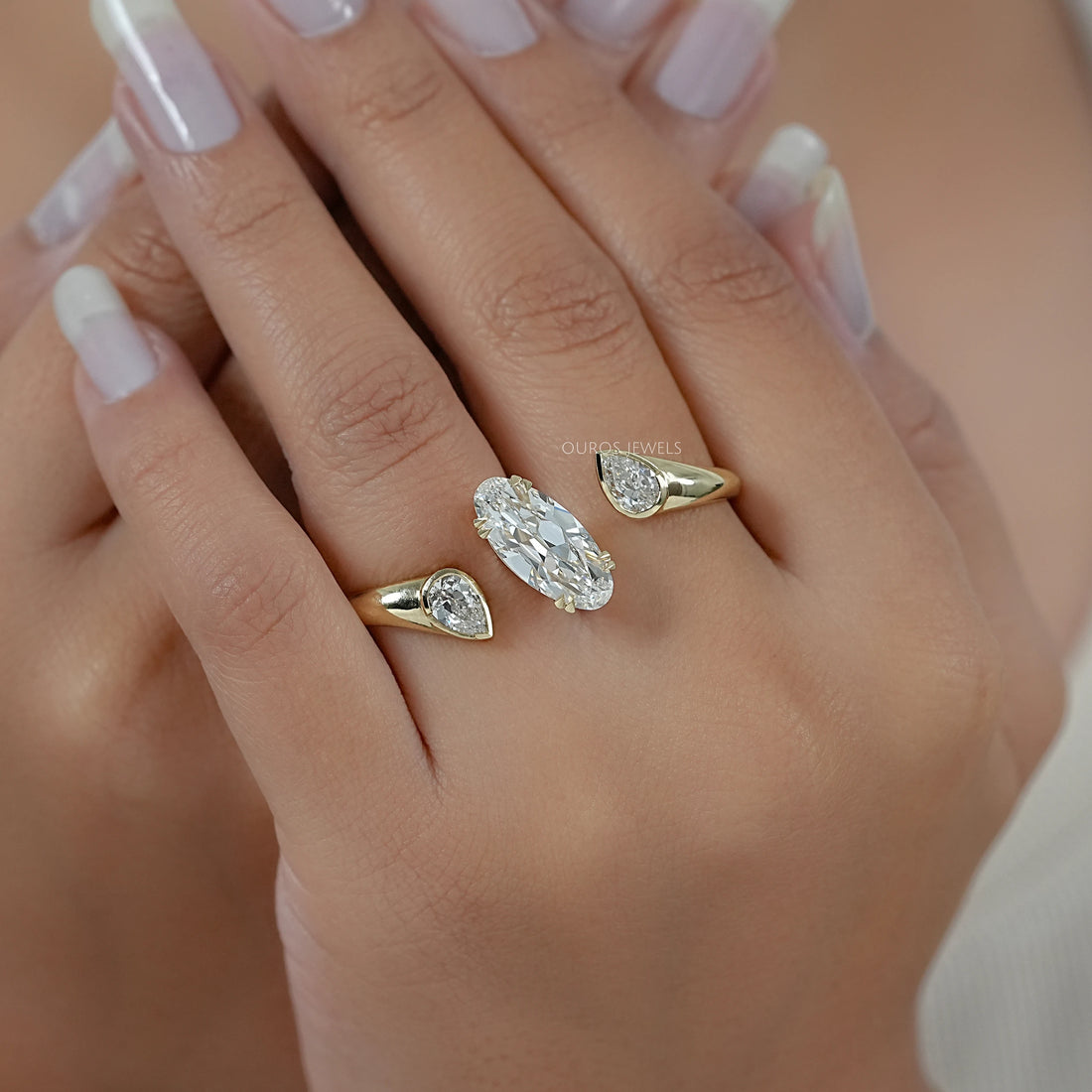 Lab Diamond Two Finger Trio Ring Ring