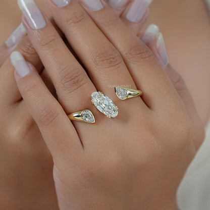 Lab Diamond Two Finger Trio Ring Ring