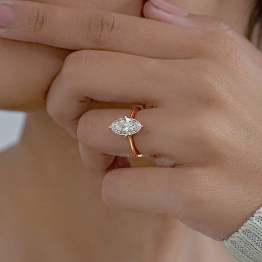 Old Mine Moval Lab Diamond Solitaire Engagement Ring Ring