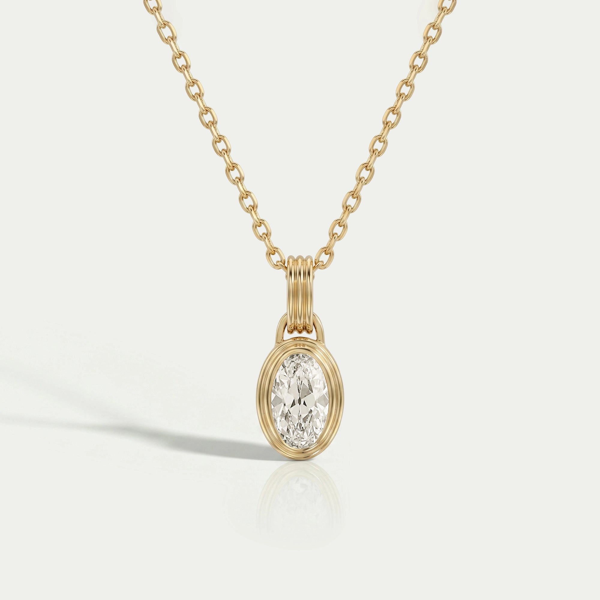 Old Mine Moval Lab Diamond Bezel Set Pendant