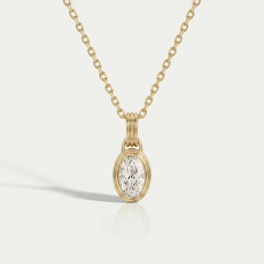 Old Mine Moval Lab Diamond Bezel Set Pendant