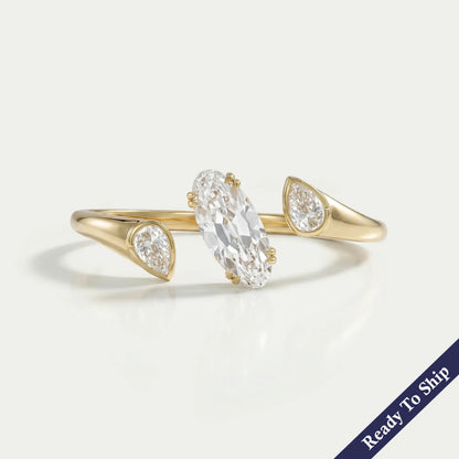 Lab Diamond Two Finger Trio Ring Ring
