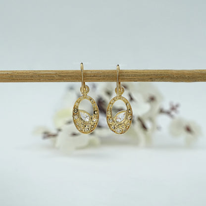 Old Mine Pear Diamond Flush Set Drop Earrings Earring