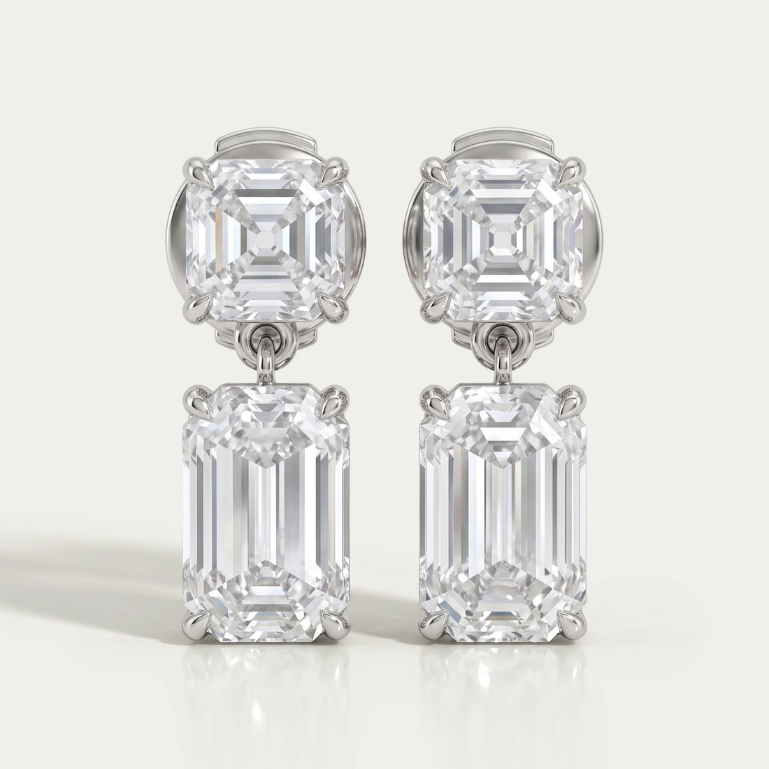 Old Mine Emerald And Asscher Diamond Drop Earrings Earrings