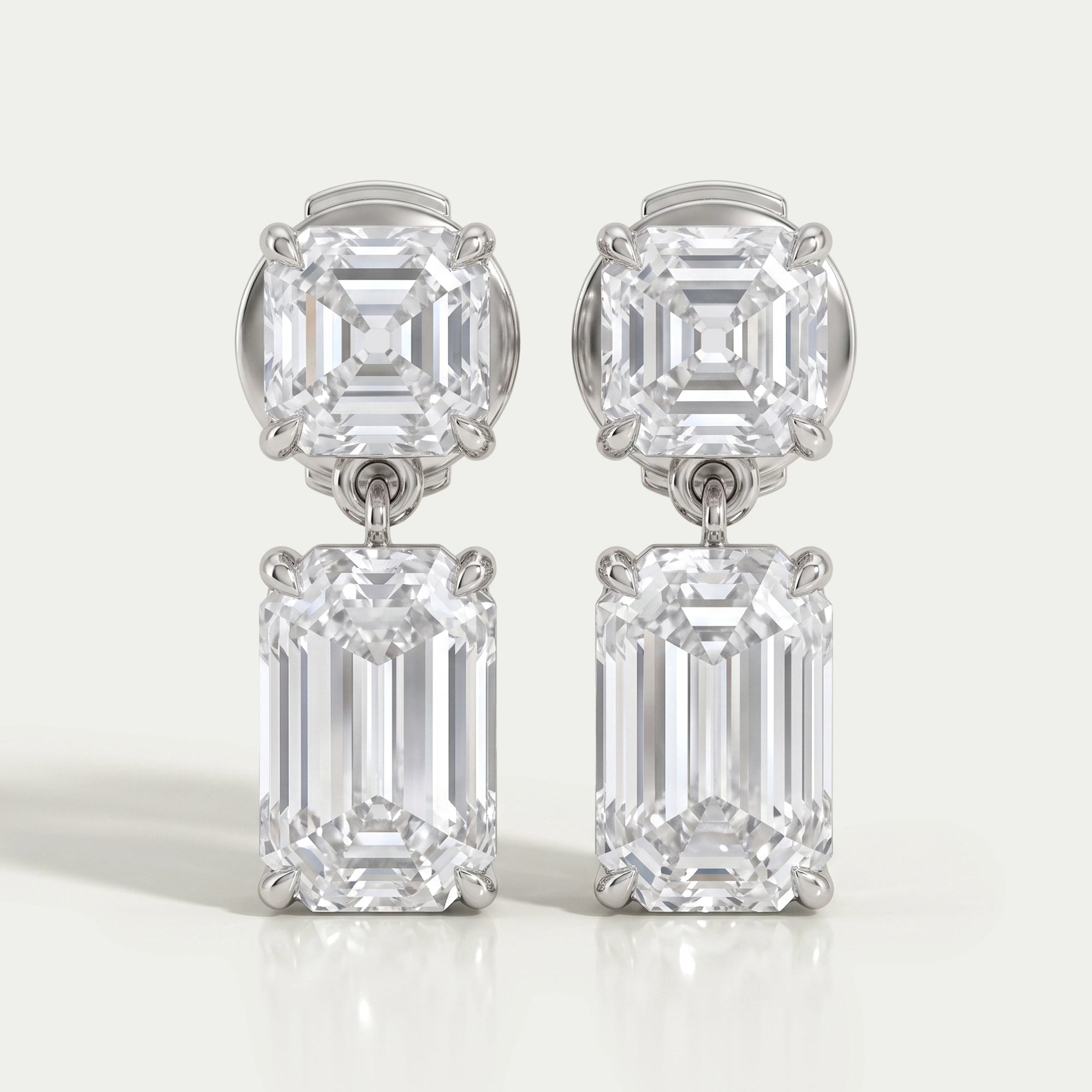 Old Mine Emerald And Asscher Diamond Drop Earrings Earrings