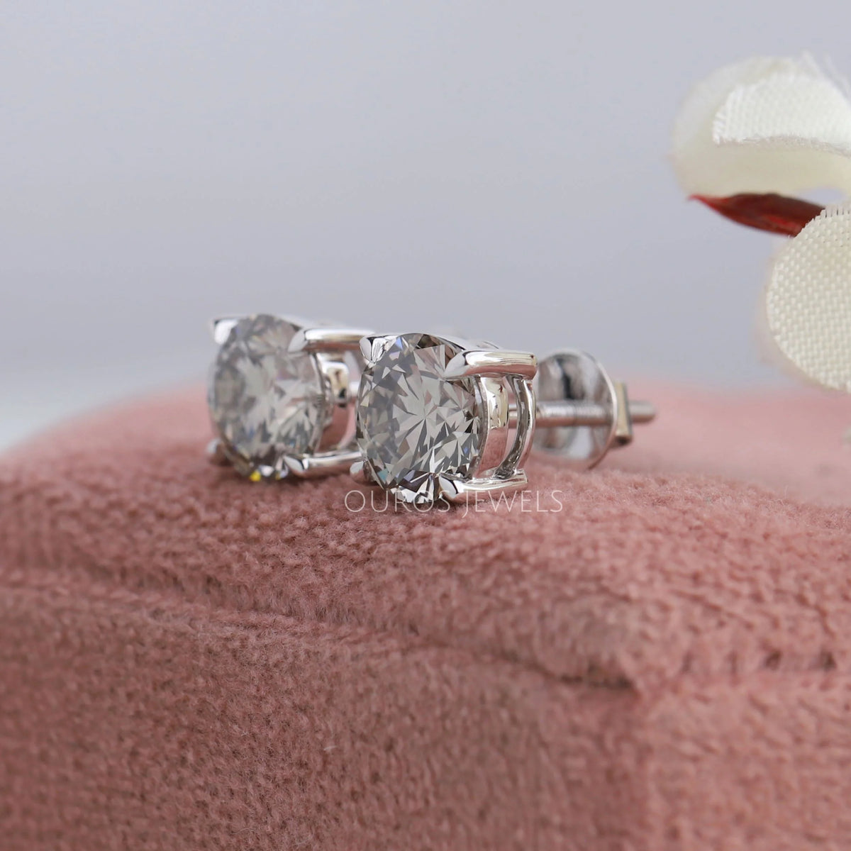 Olive Round Cut Lab Diamond Stud Earrings Earring