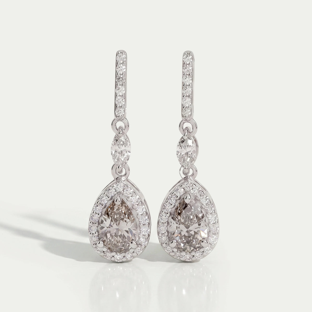 Olive Pear Shape Halo Drop Dangle Earrings Earrings