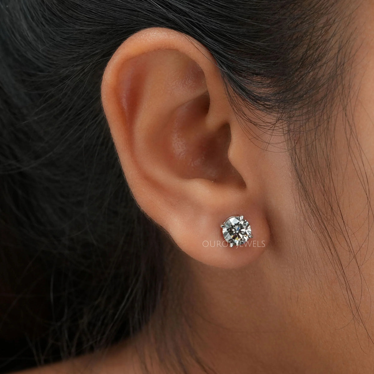 Olive Round Cut Lab Diamond Stud Earrings Earring