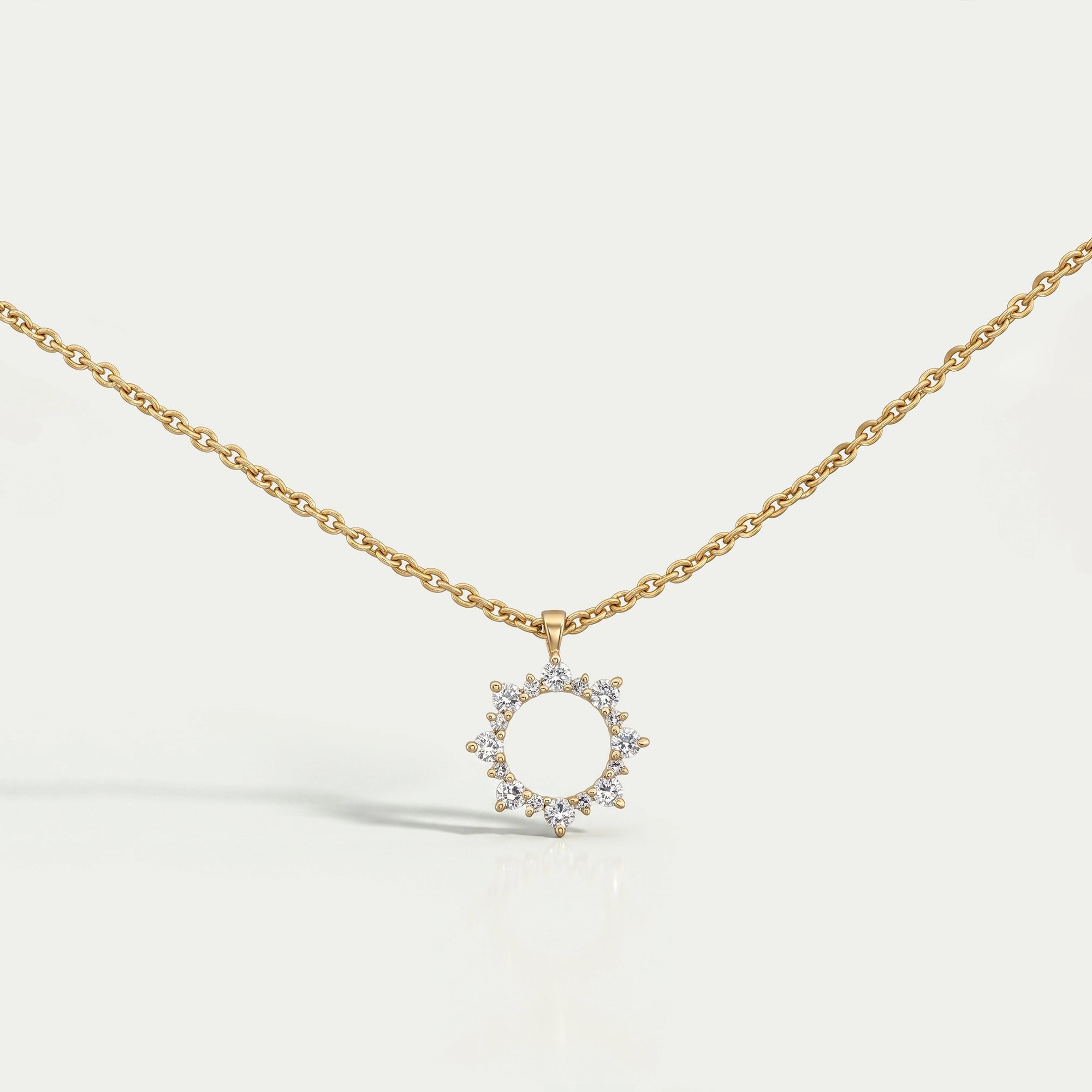 Open Circle Round Diamond Pendant Necklaces