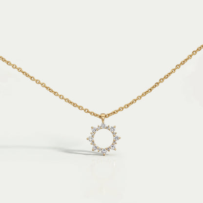 Open Circle Round Diamond Pendant Necklaces