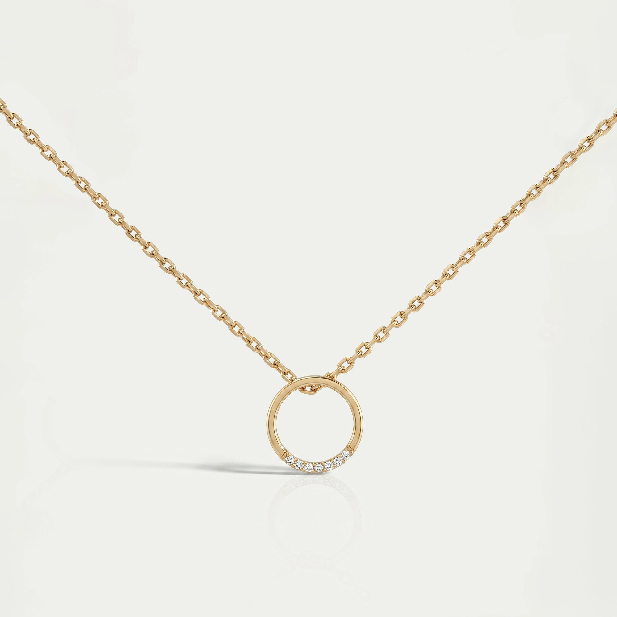 Open Circle Round Lab Diamond Pendant Necklaces