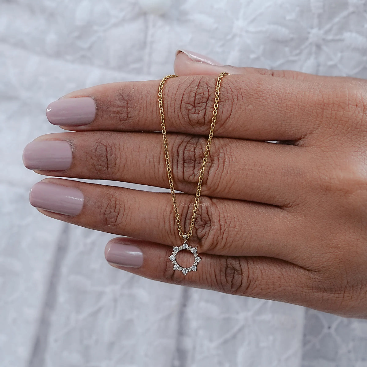 Open Circle Round Diamond Pendant Necklaces
