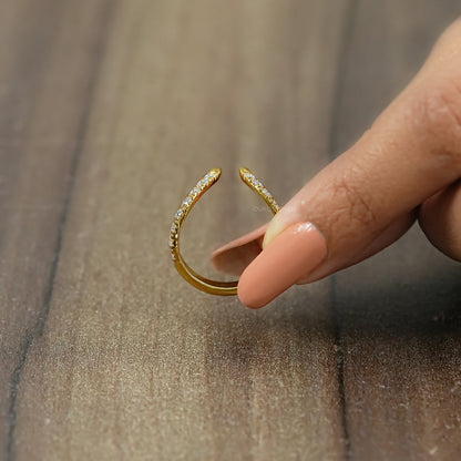 Open Cuff Lab Diamond Curved Wedding Band