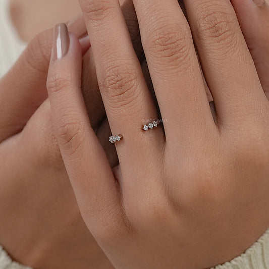 Round Diamond Open Cuff Wedding Ring Ring