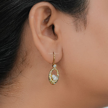 Old Mine Pear Diamond Flush Set Drop Earrings Earring