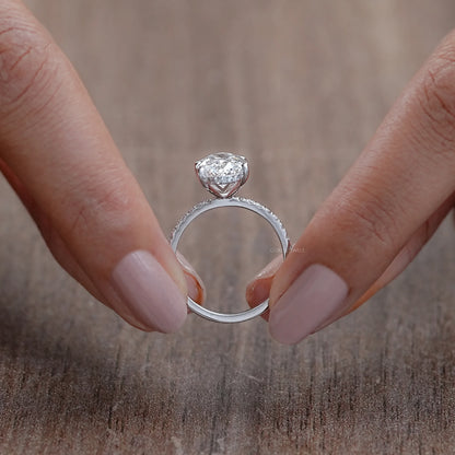 Oval Cut Solitaire Diamond With Accents Engagement Ring Rings