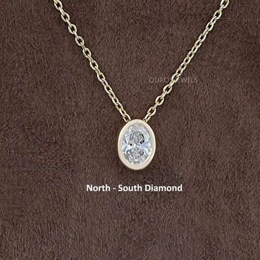 Oval Lab Diamond Bezel Set Solitaire Pendant Necklaces