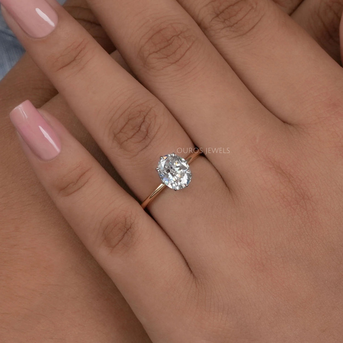 Old Mine Oval Lab Diamond Solitaire Ring Ring