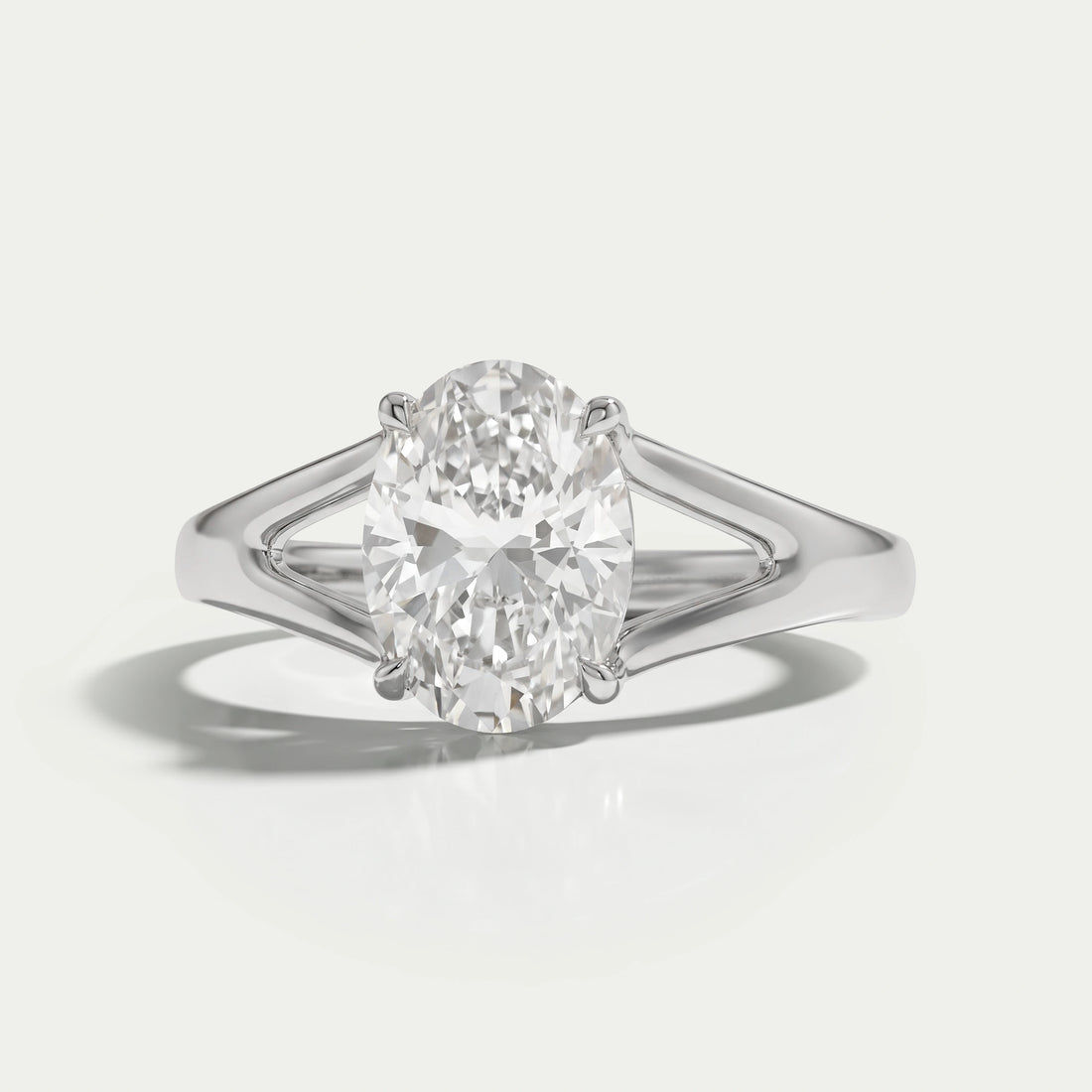Oval Diamond Solitaire Split Shank Engagement Ring Ring