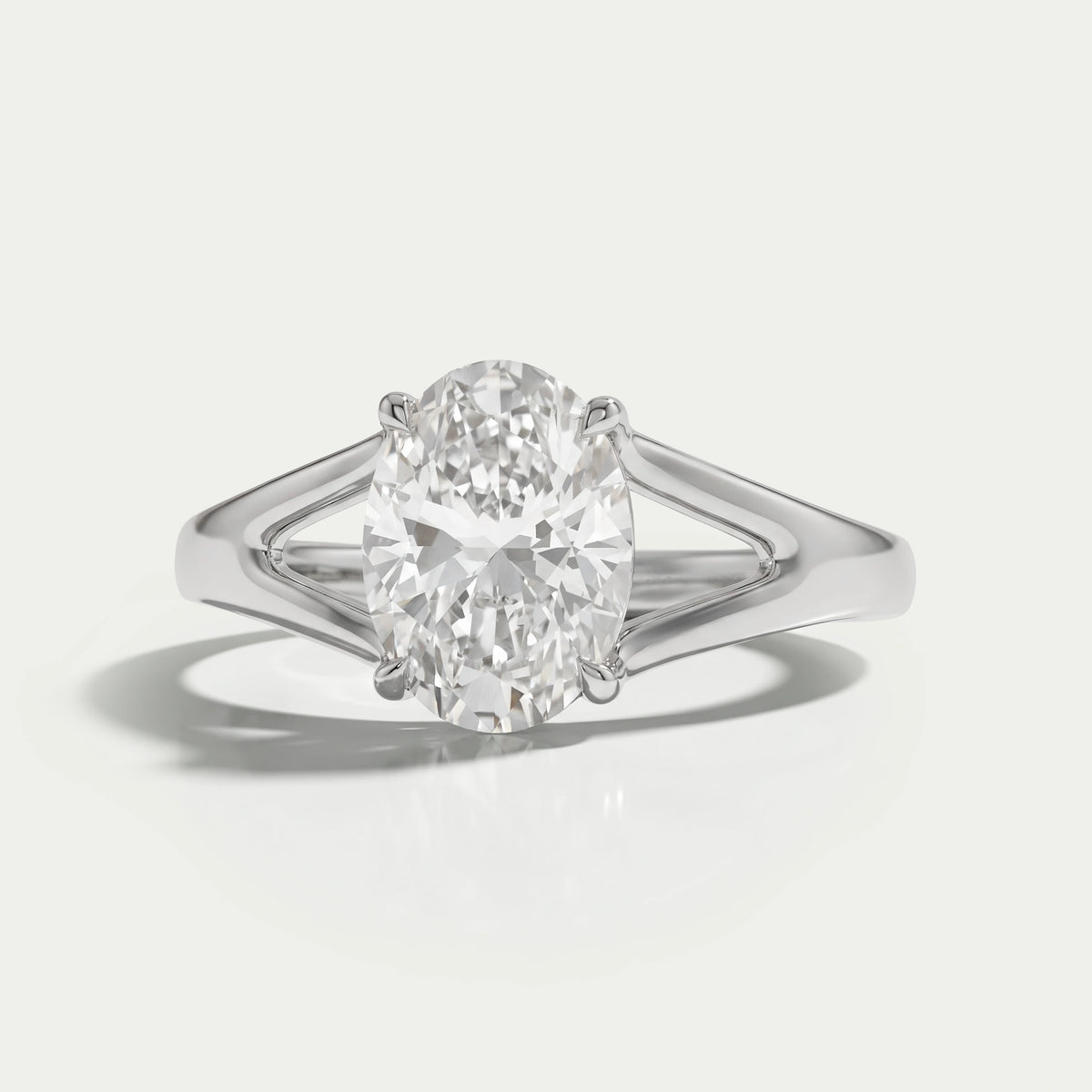 Oval Diamond Solitaire Split Shank Engagement Ring Ring