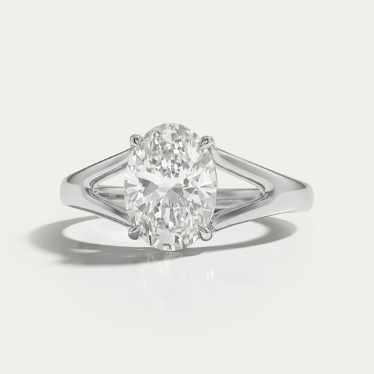 Oval Diamond Solitaire Split Shank Engagement Ring Ring