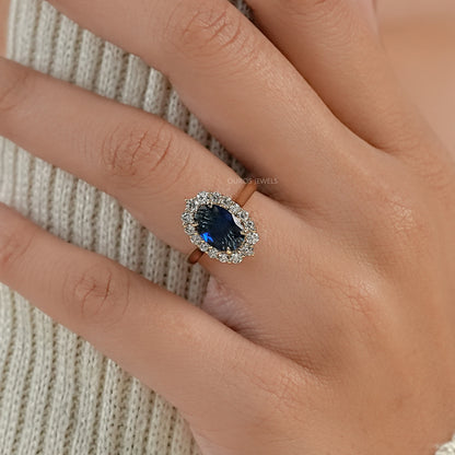 Oval Gemstone Halo Engagement Ring Ring