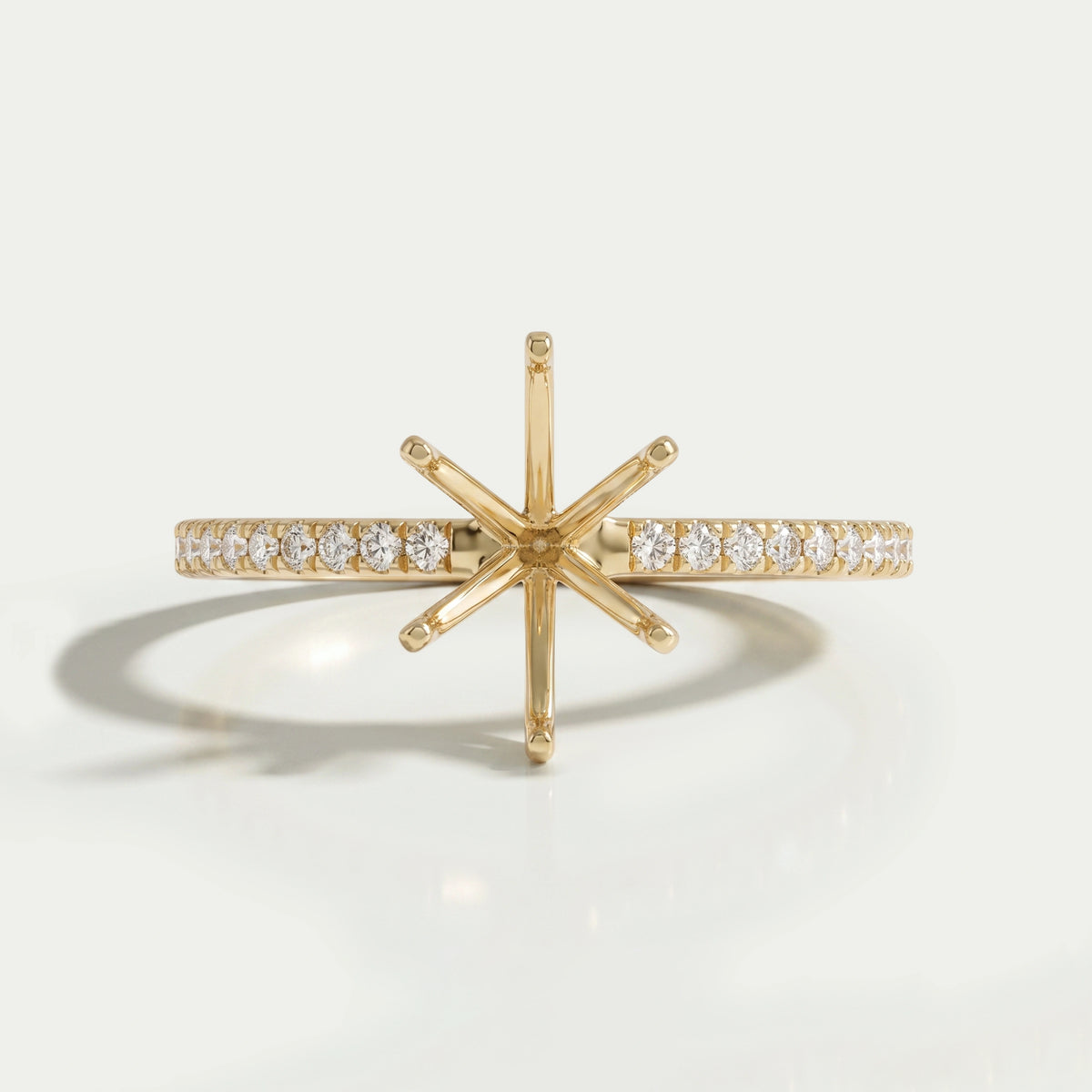 Oval Shape Semi Mount Accent Diamond Ring