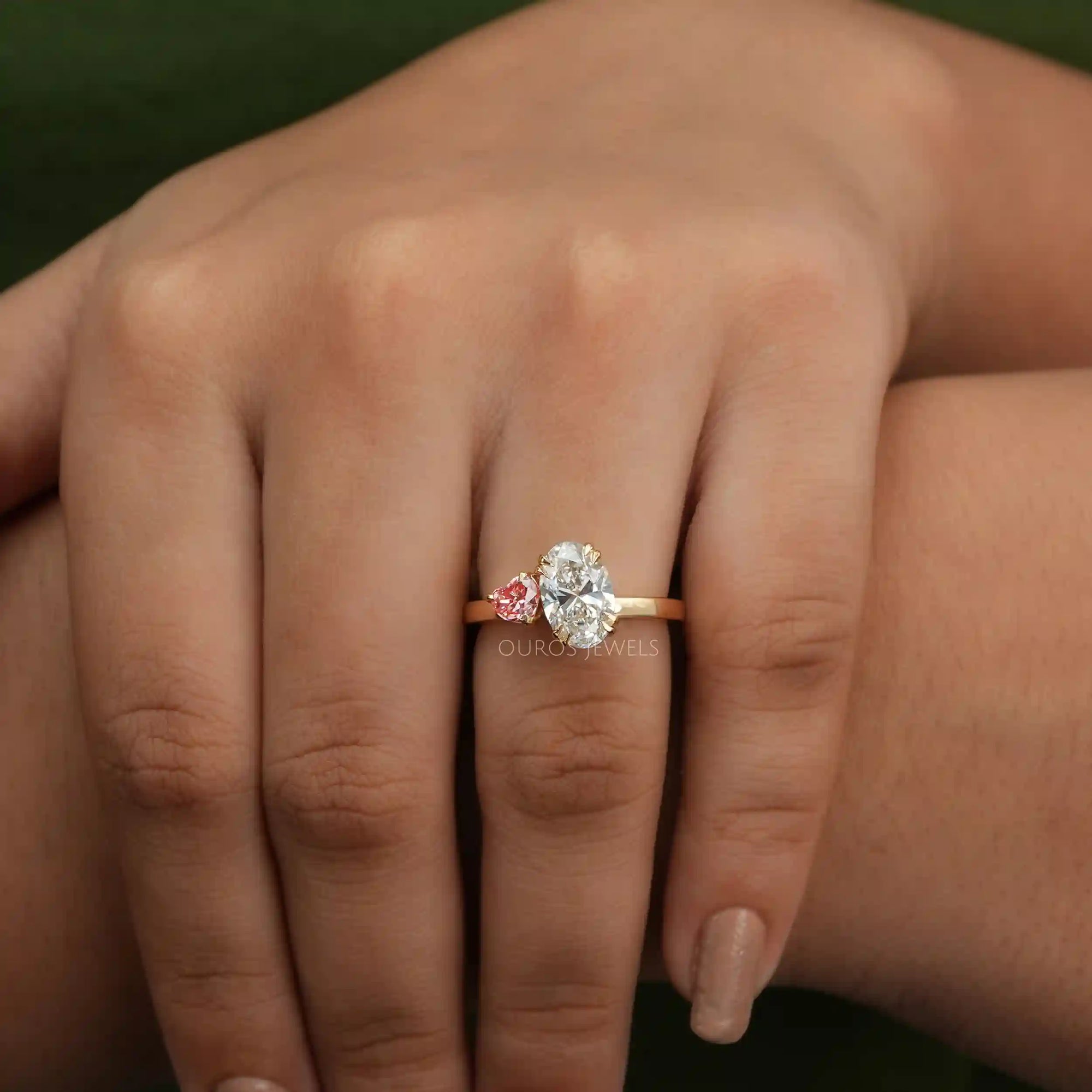 Oval And Heart Cut Lab Grown Diamond Toi Et Moi Ring