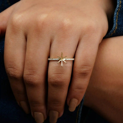Oval Shape Semi Mount Accent Diamond Ring