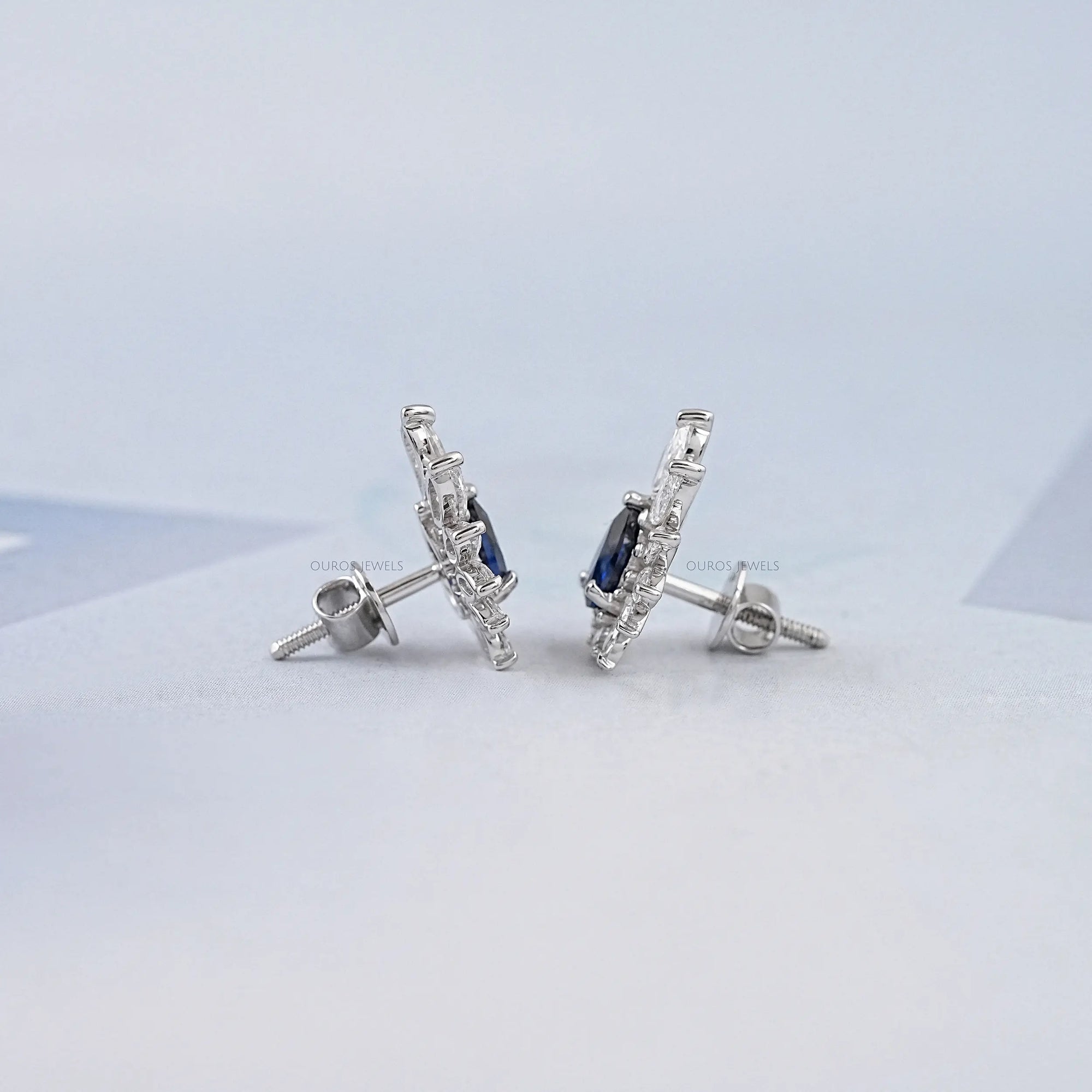 Pear Cut Sapphire Gemstone Stud Earrings Earrings