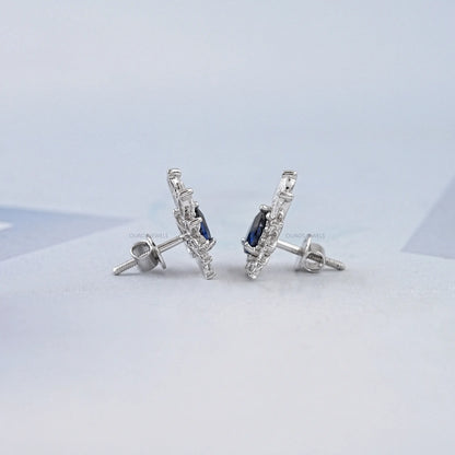 Pear Cut Sapphire Gemstone Stud Earrings Earrings