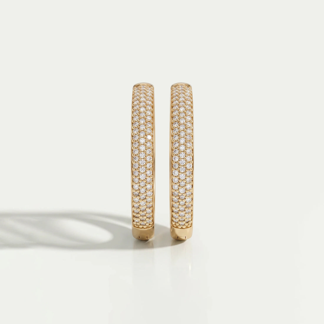 Pave Set Round Diamond Hoop Earrings Earrings
