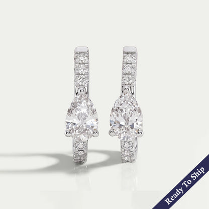 Pear Lab Grown Diamond C Hoop Earring Earrings