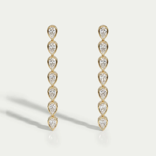 Pear Diamond Bezel Set Dangle Earrings Earrings