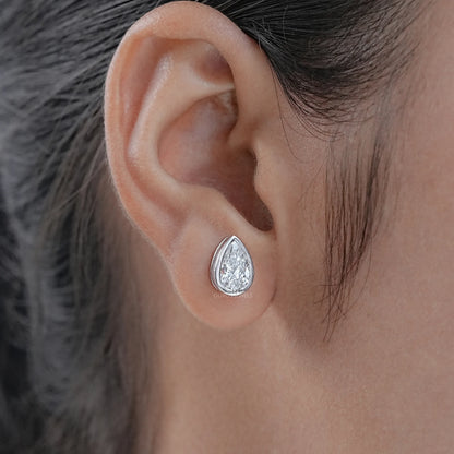 Bezel Set Pear Lab Diamond Stud Earrings Earrings