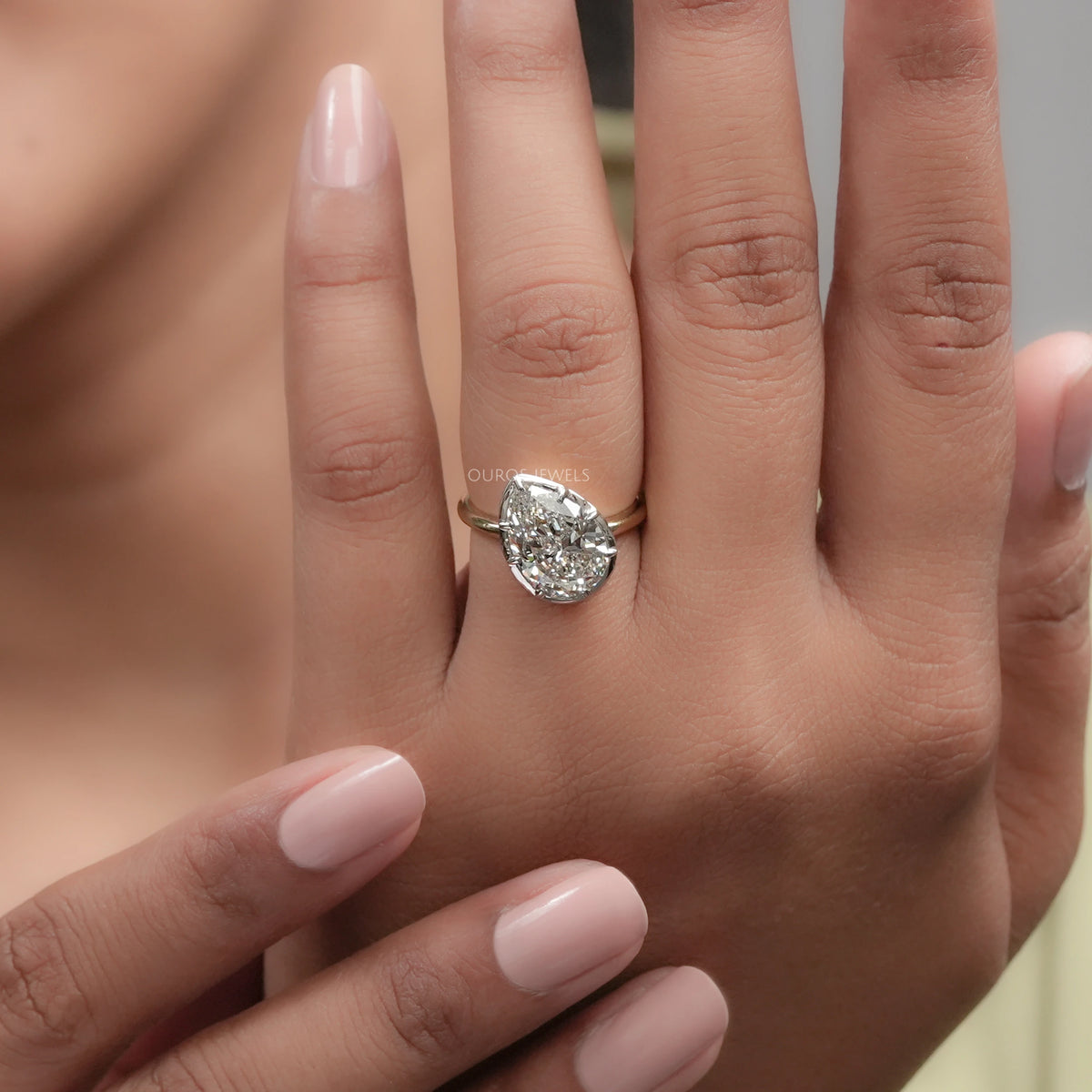 Pear Lab Diamond Button Back Ring Rings