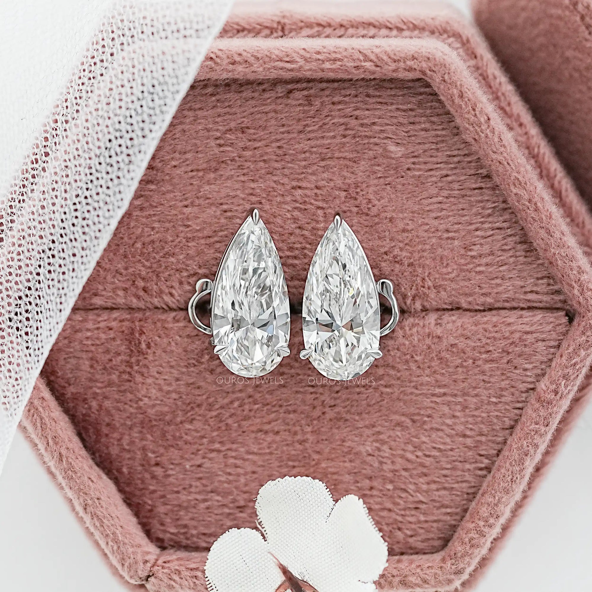 Pear Diamond Clip On Back Stud Earrings Earrings