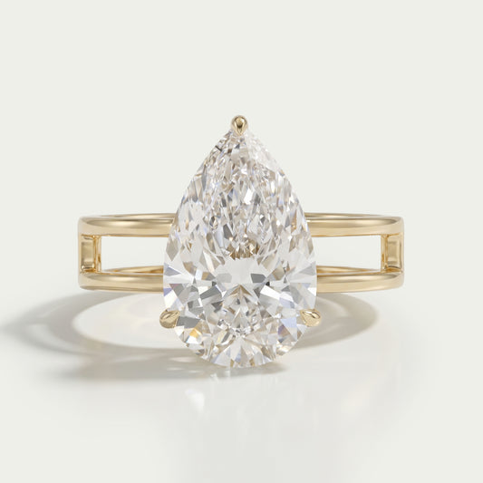 Pear Cut Double Band Engagement Ring Ring