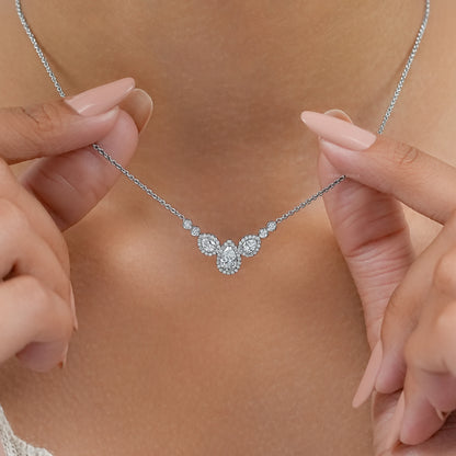 Pear Cut Halo Teardrop Chain Necklace Necklaces